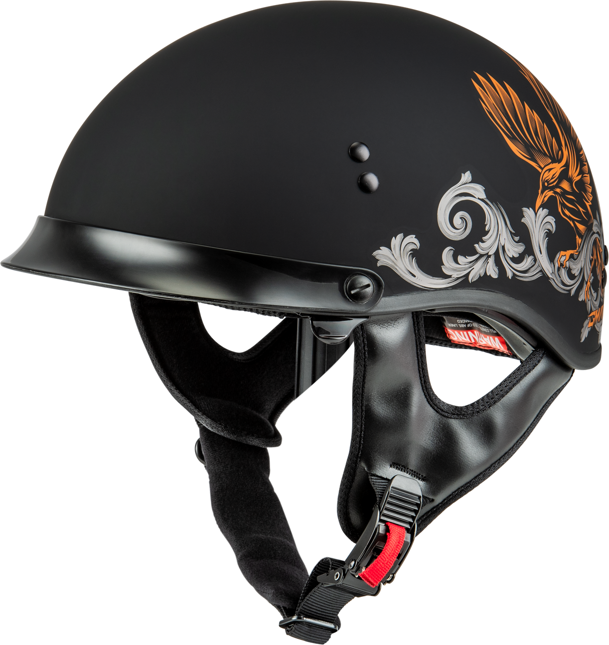 GMAX Hh-65 Corvus Helmet W/Peak Matte Black/Silver/Orange Md H96510945