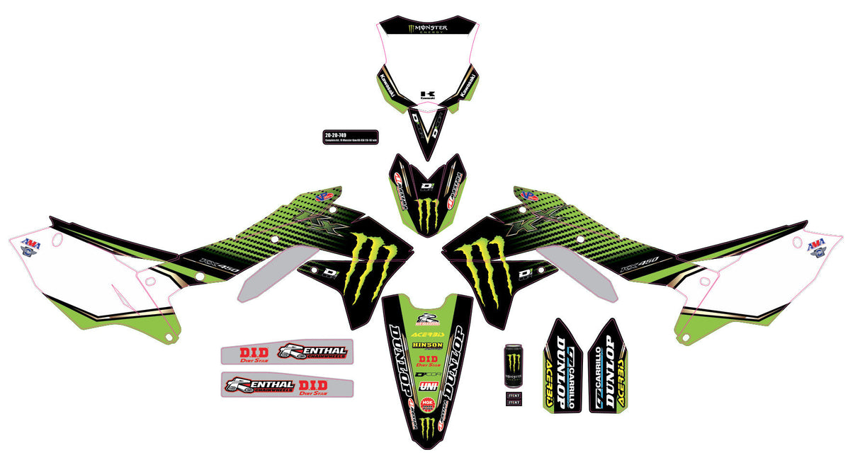 D-COR Complete Kit 19 Monster Kaw Kxf 450 White Bg 20-20-749