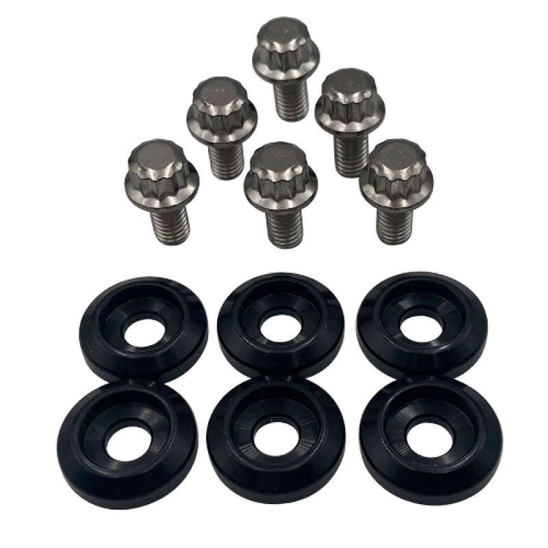 BLOX Racing New Fender Washers Kit M6 12pt - 6pc Large Diameter Black