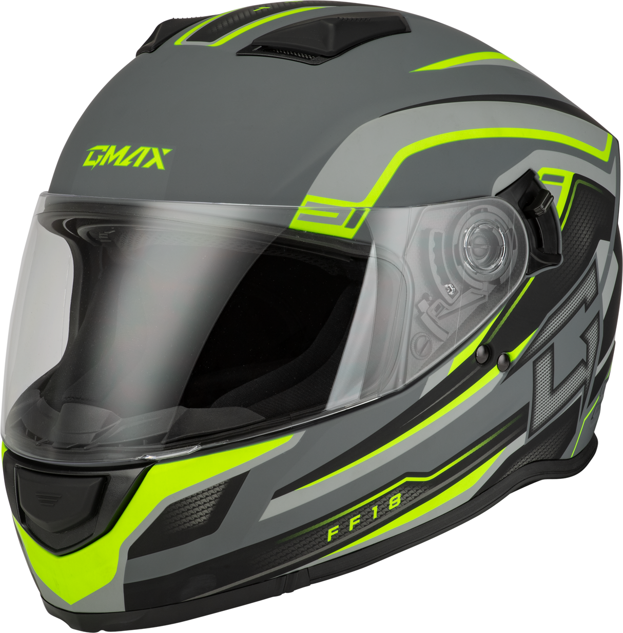 GMAX Ff-18 Drift Helmet Matte Grey/Hi-Viz 3x F1181339