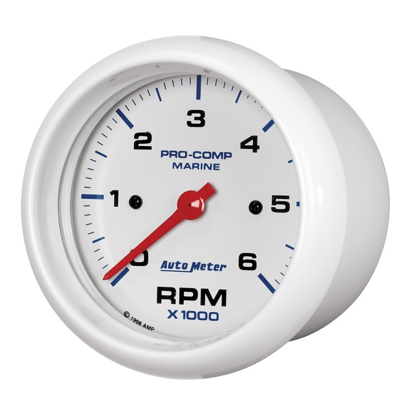 Autometer Marine White Ultra-Lite Gauge 3-3/8in Tachometer 6K RPM 200752