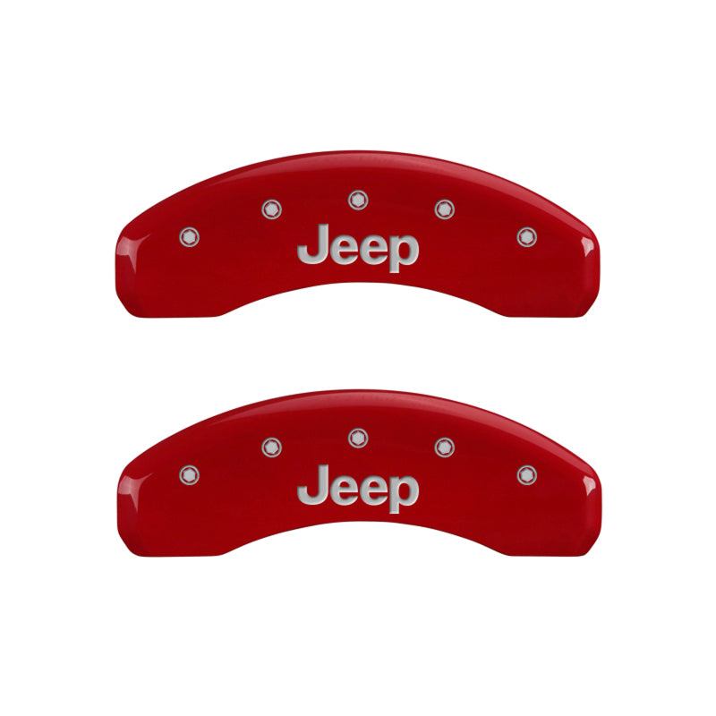 MGP 4 Caliper Covers Engraved Front & Rear JEEP Red finish silver ch 42007SJEPRD