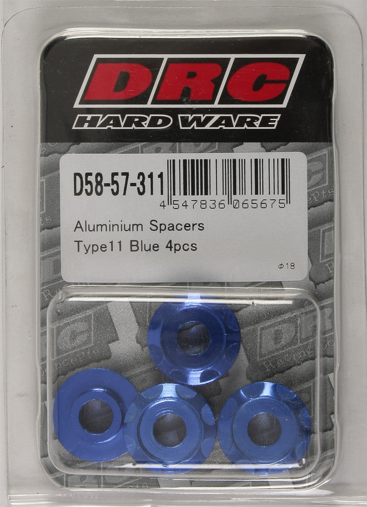 DRC Aluminum Spacers Type 11 Blue M6x12mm 4/Pk D58-57-311