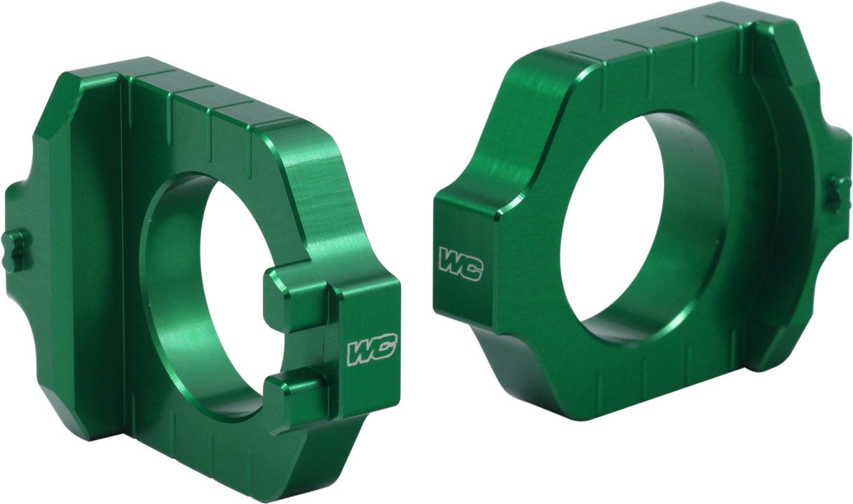 WORKS Axle Blocks Elite Kaw/Suz Green 17-248