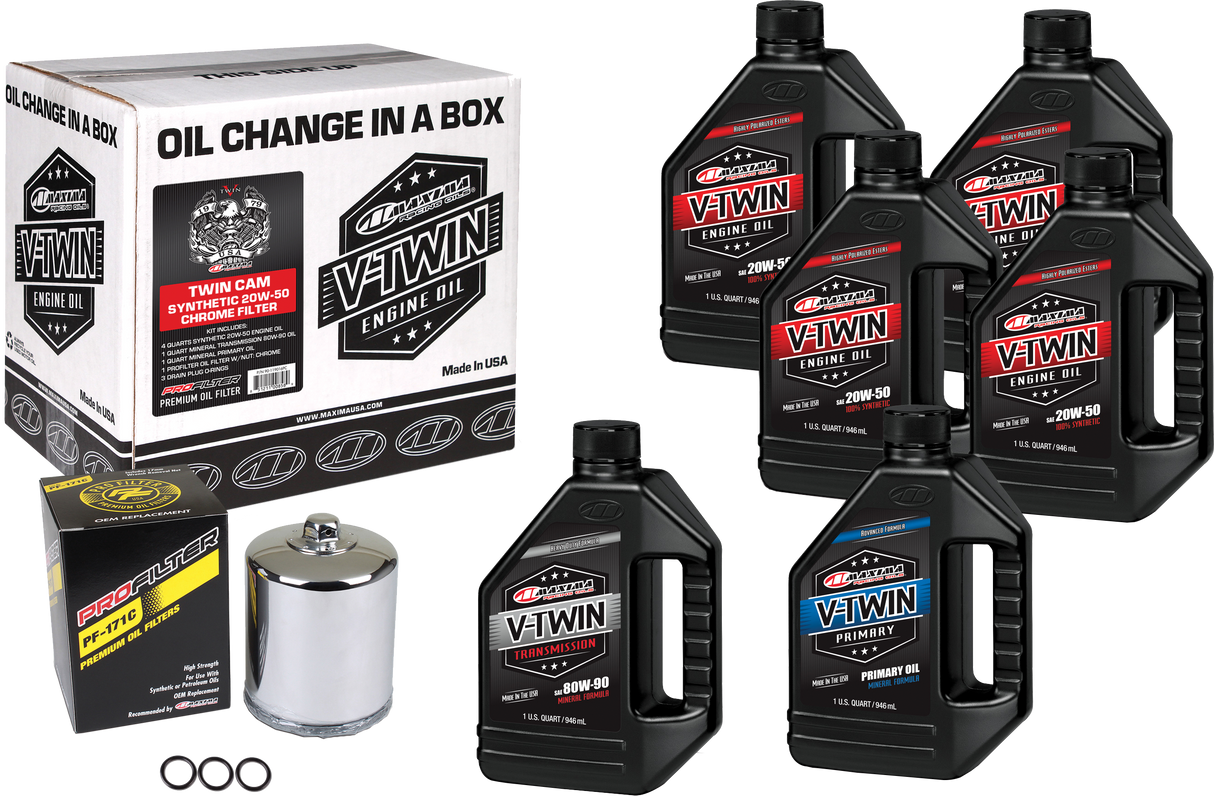 MAXIMAV-Twin Oil Change Kit Syn Tc Chrome Filter90-119016PC