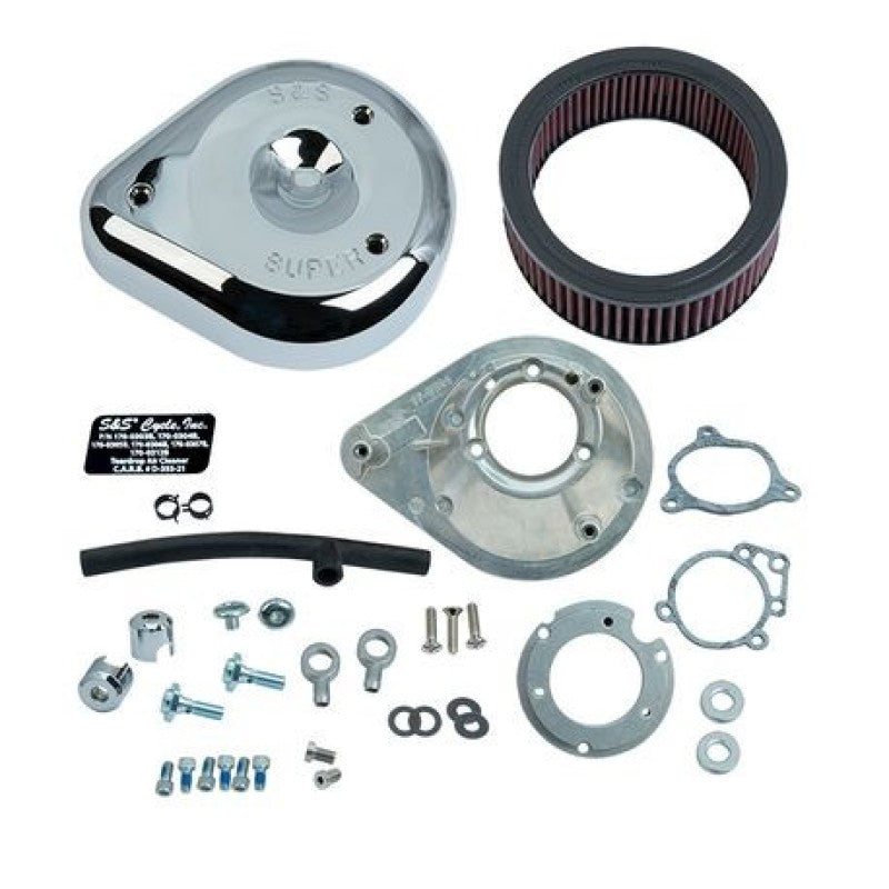 S&S Cycle 08-16 Touring Stock Bore Throttle By Wire Teardrop Air Cleaner Kit - Chrome 170-0305B