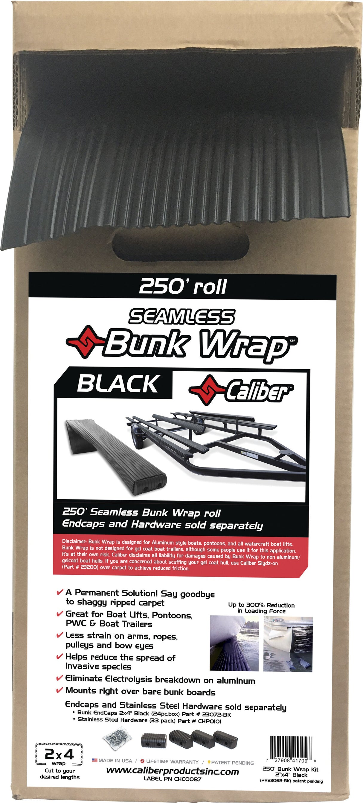 CALIBER Bunk Wrap 250 Ft. Bulk Roll Black 2x4" 23068-BK