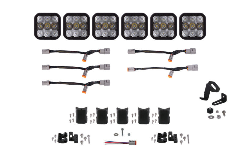 Diode Dynamics SS5 Pro Universal CrossLink 6-Pod Lightbar - White Combo