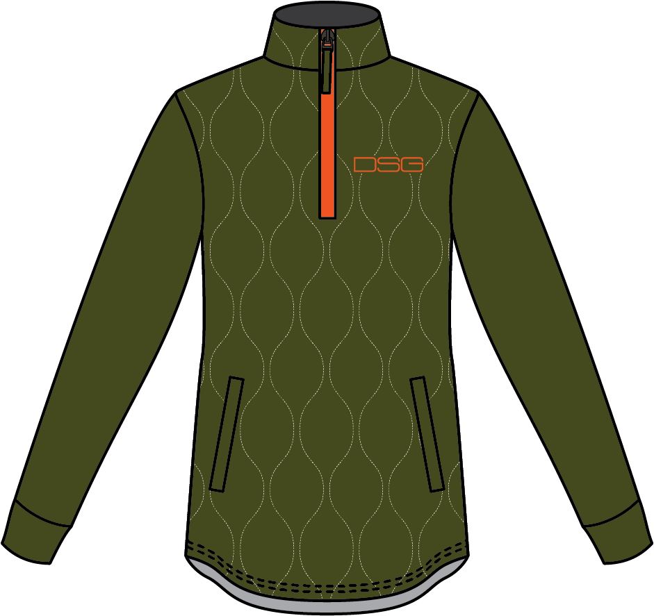 DSG Cassandra Technical Sweater Dark Olive/Neon Orange Sm 52308