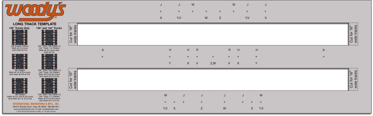 WOODYS Studding Template Longtrack 15/16" Wide 2.52" Pitch LONG-TEMP-2