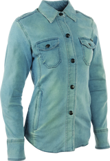 Speed and Strength Speed Society Armored Moto Shirt Denim Blue Womens - XS