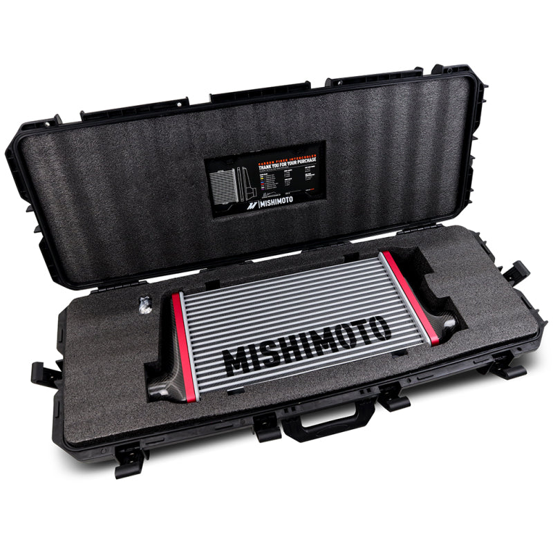 Mishimoto Universal Carbon Fiber Intercooler - Matte Tanks - 525mm Black Core - C-Flow - DG V-Band