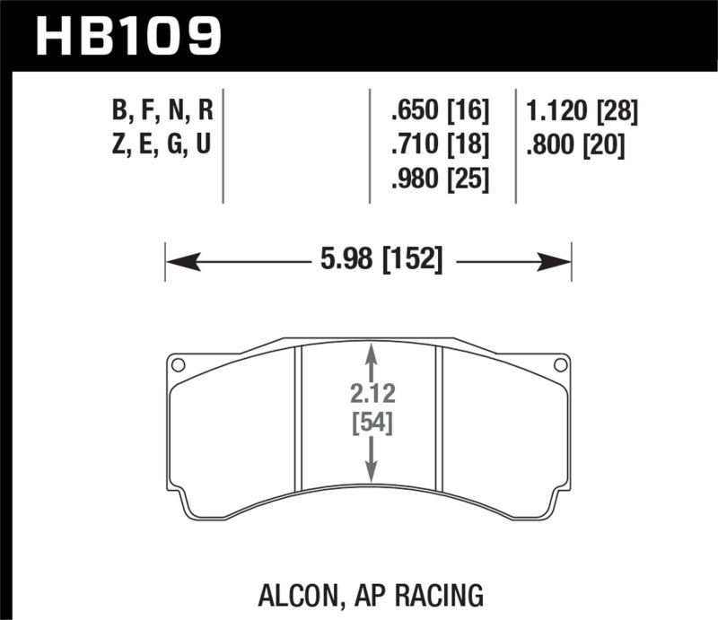 Hawk Alcon TA-6 / AP Racing CP5060-2/3/4/5ST / AP Racing CP5555 HPS 5.0 Street Brake Pads KHB109B.710