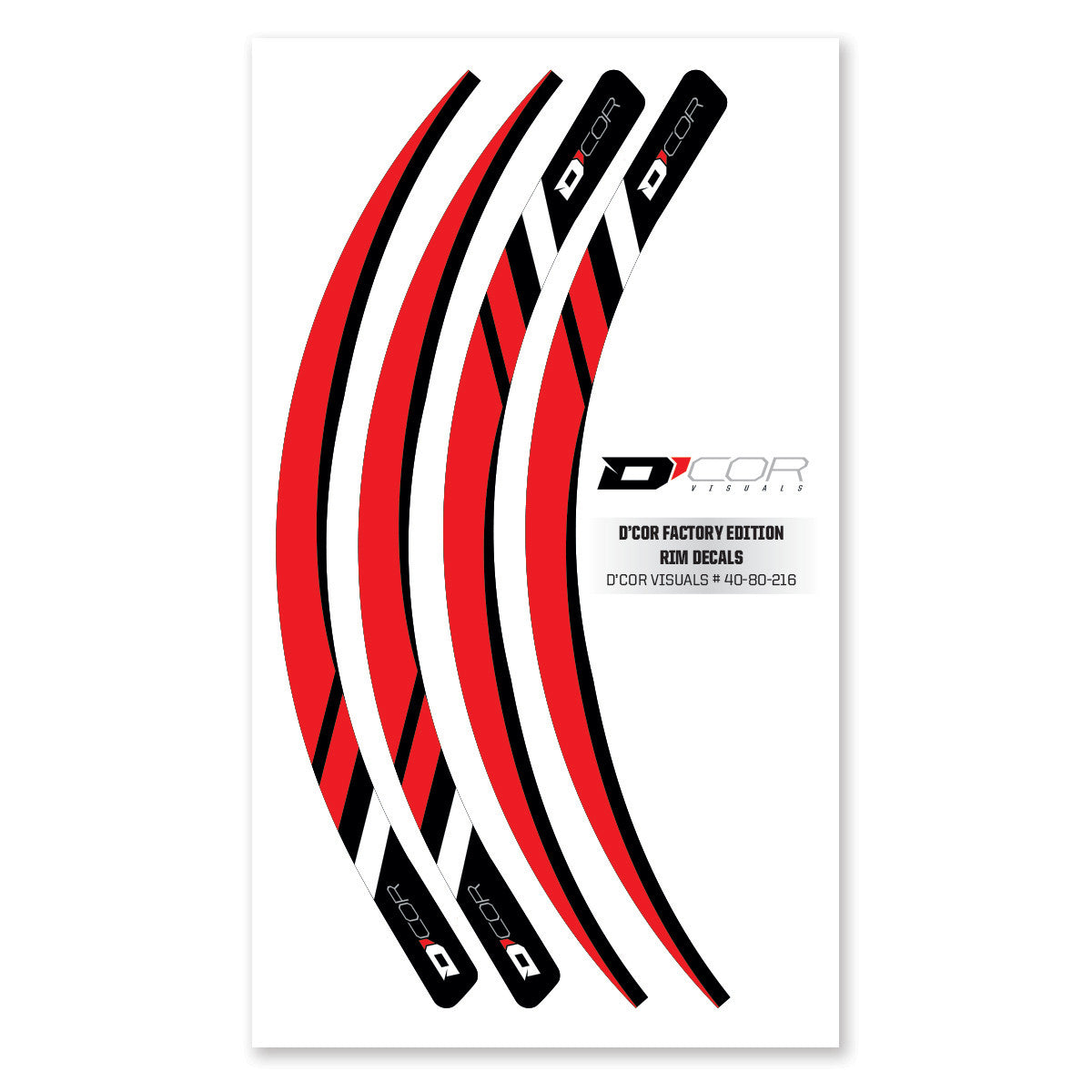 D-COR Rim Decals Red 4 Pc Set Red Rim Decals 4 Pc Set 40-80-216