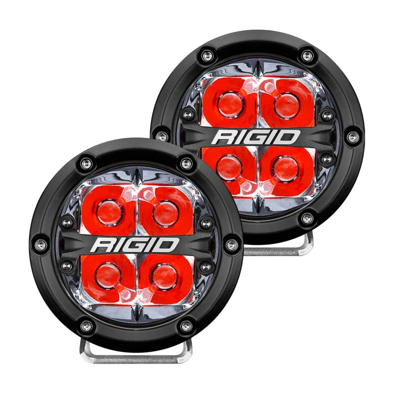 Rigid Industries 360-Series 4in LED Off-Road Spot Beam - Red Backlight (Pair) 36112