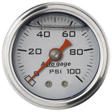 Autometer AutoGage 1.5in Liquid Filled Mechanical 0-100 PSI Fuel Pressure Gauge - Silver 2180