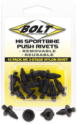 BOLT M6 Three Stage Push Rivet Kit 10/Pk 2005-6SRIV