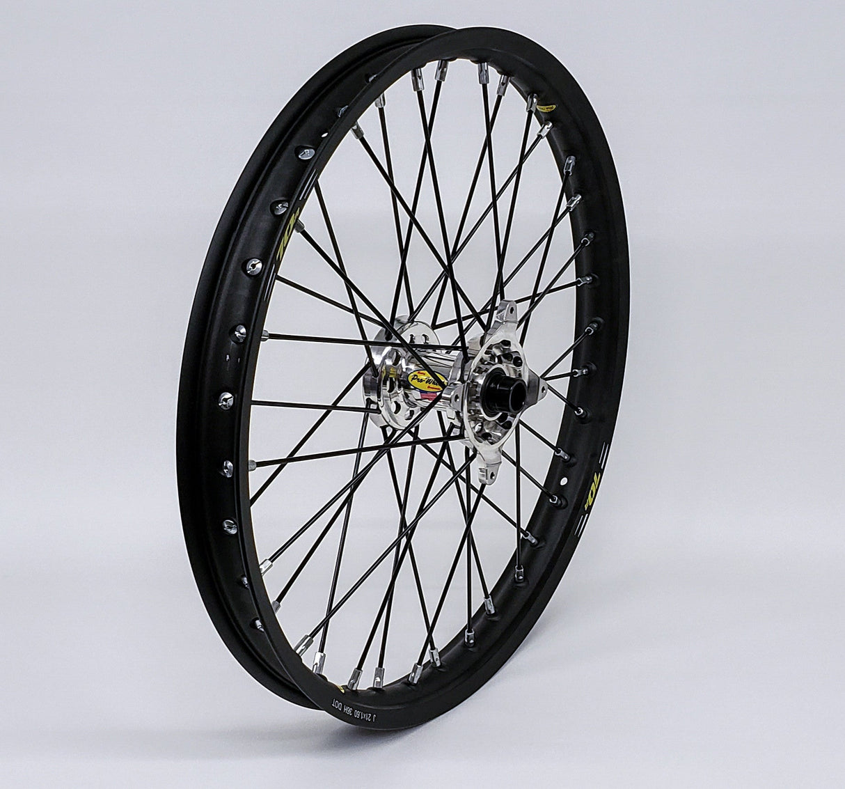 PRO-WHEEL Wheel Front 1.60x21 Silver Hub Blk Rim/Blk Spoke/Sil Nipple 23-4501221