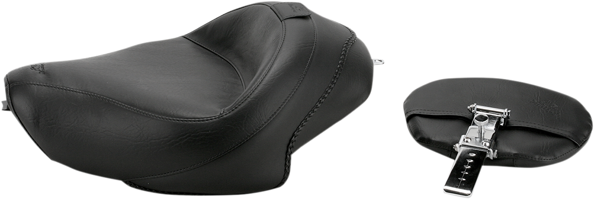 MUSTANG Wide Solo Seat - With Backrest - Vintage - Black - Smooth - XL '04-'21 79429