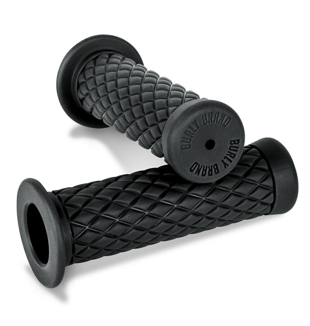 BURLY BRAND Rubber Diamondback Grips Black 7/8" B16-1004