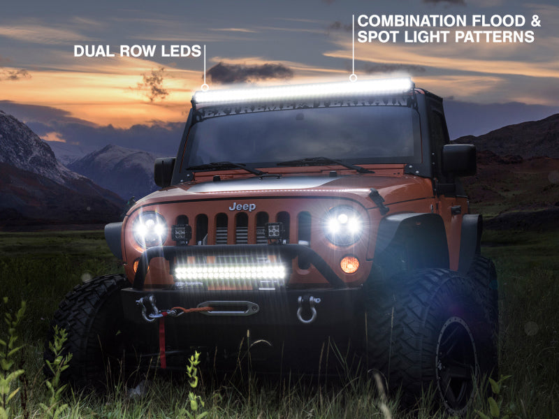 Raxiom 07-18 Jeep Wrangler JK 50-Inch Straight Dual Row LED Light Bar Flood/Spot Combo Beam