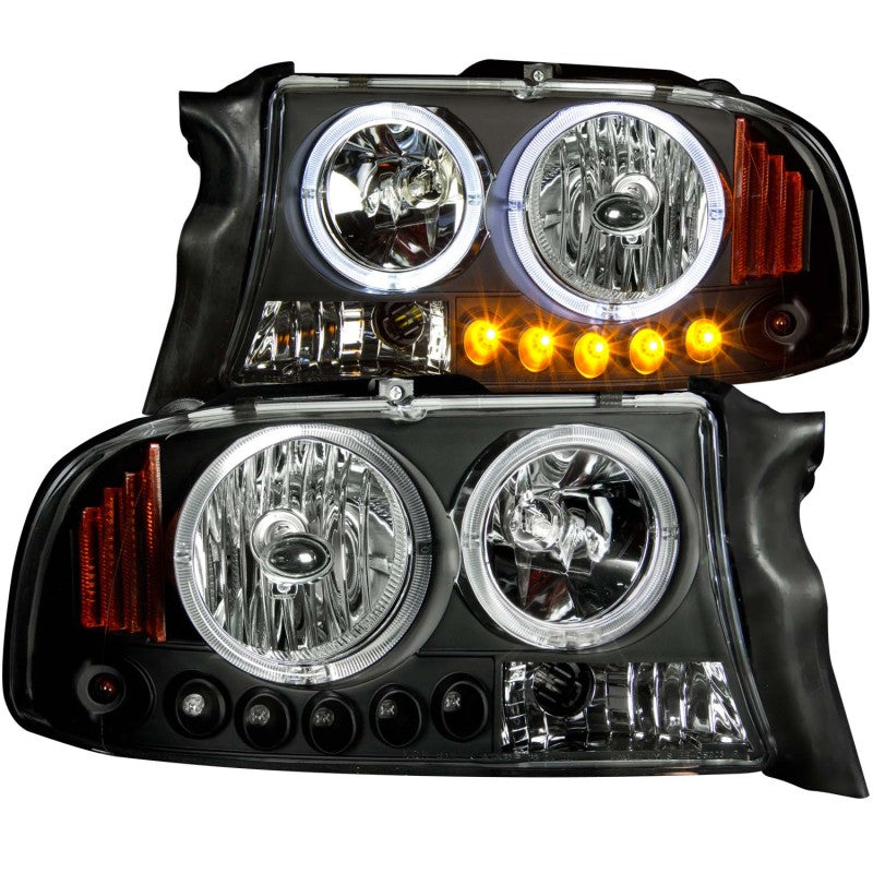 ANZO 1997-2004 Dodge Dakota Projector Headlights w/ Halo Black 1 pc 111194