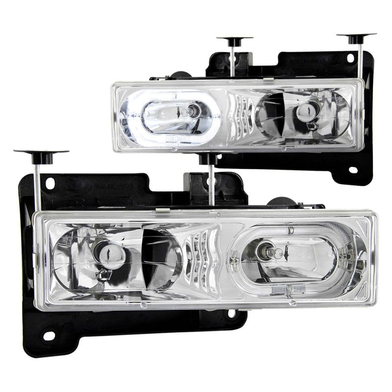 ANZO 1988-1998 Chevrolet C1500 Crystal Headlights Chrome w/ Halo 111006