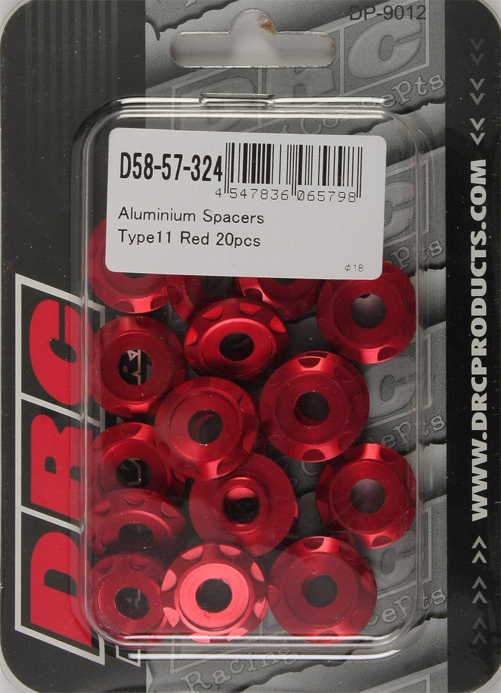 DRC Aluminum Spacers Type 11 Red M6x12mm 20/Pk D58-57-324