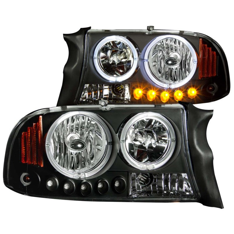 ANZO 1997-2004 Dodge Dakota Crystal Headlights Black 1pc 111085