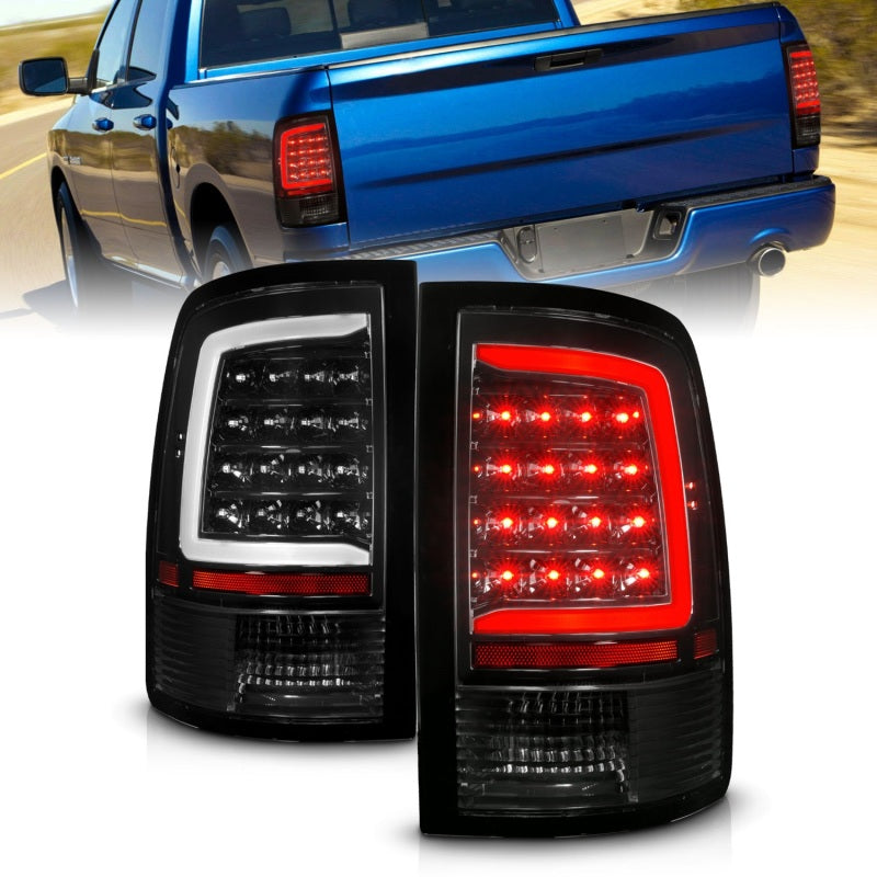 ANZO 09-18 Dodge Ram 1500 Full LED Tailights w/ Sequential Black Housing/Clear Lens 311452