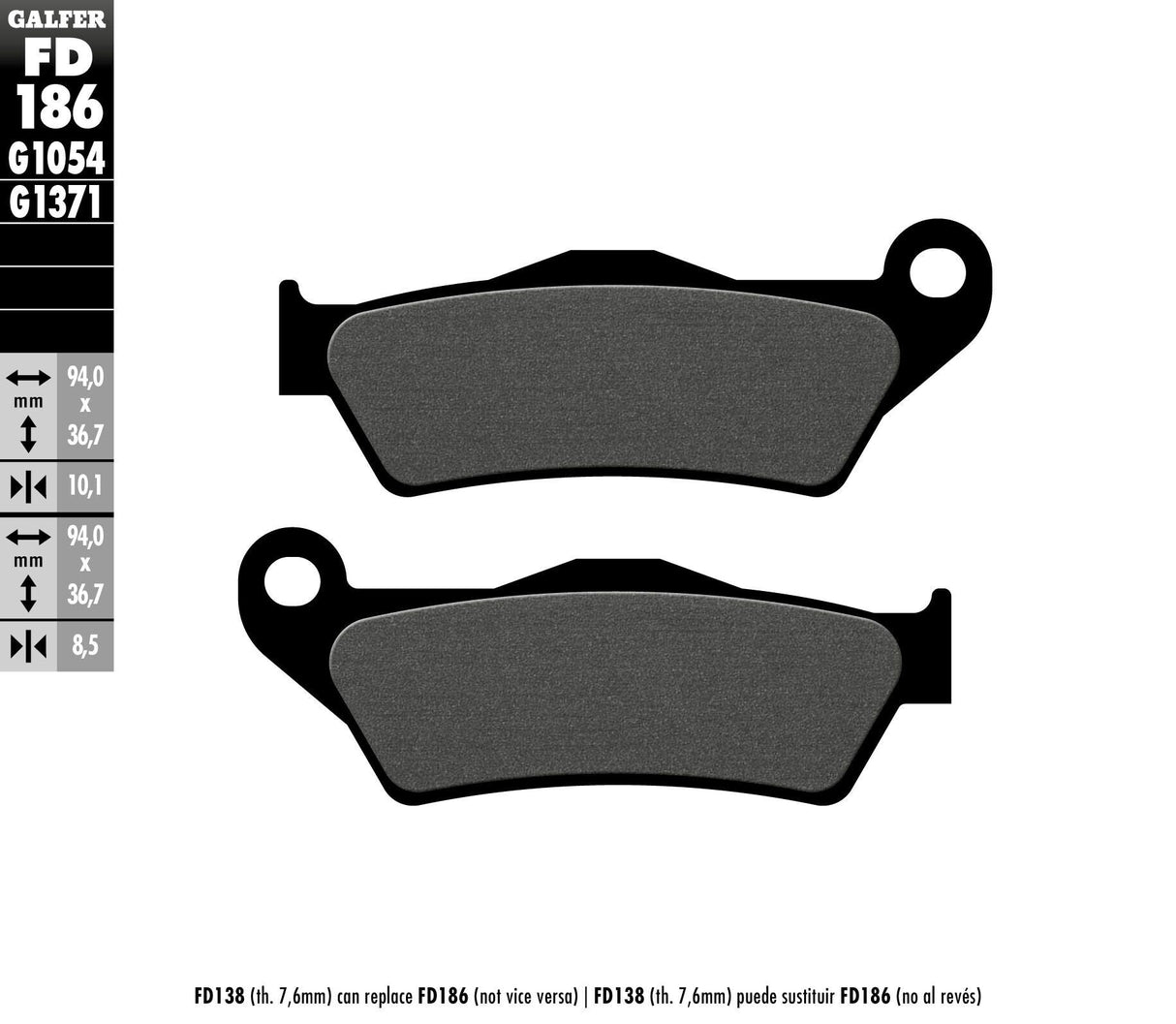 GALFER Brake Pads Semi Metallic Fd186g1054 FD186G1054