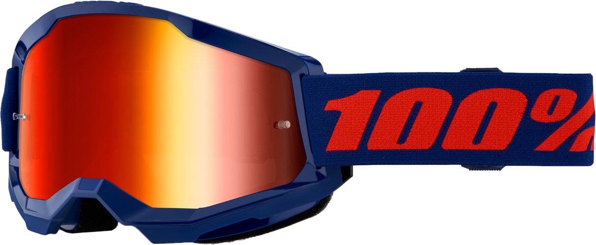 100% Strata 2 Goggle Navy Mirror Red Lens 50028-00021