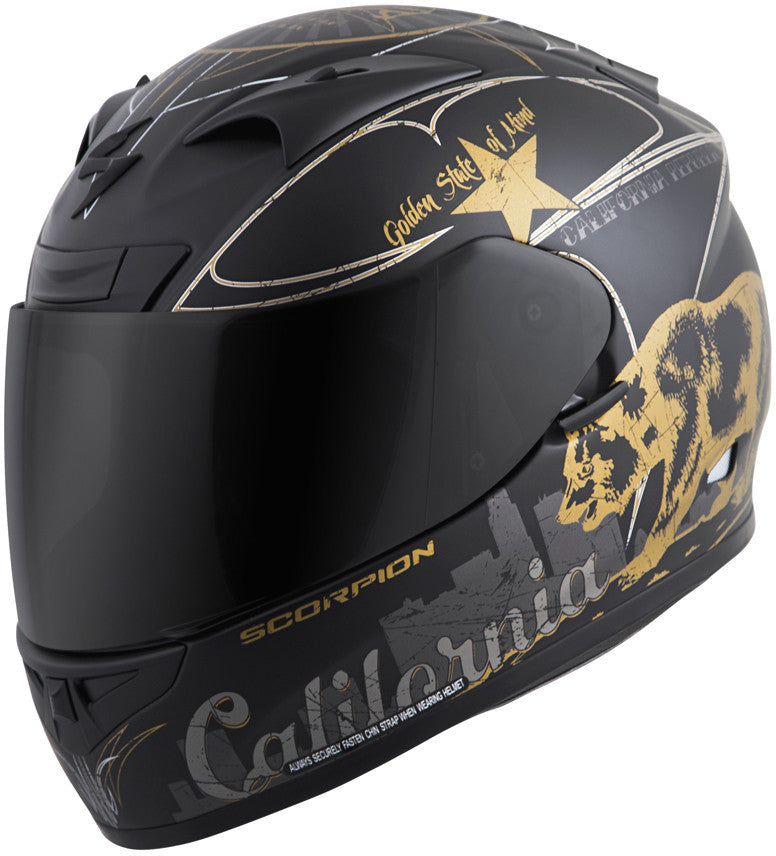 SCORPION EXO Exo-R710 Full-Face Helmet Golden State Black/Gold 3x 71-3108