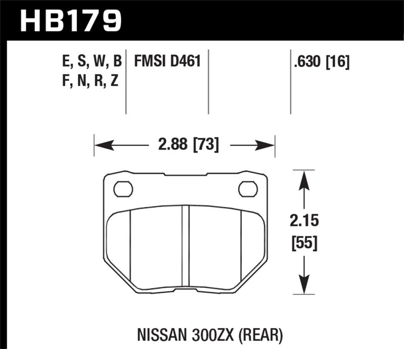 Hawk 89-93 Nissan 300ZX / 89-95 Skyline / 06-07 Subaru Impreza WRX Race HT-10 Rear Brake Pads KHB179S.630