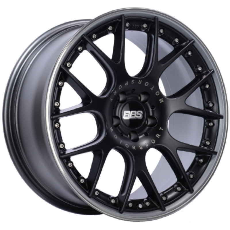 BBS CH-RII 22x10.5 5x112 ET48 Satin Black w/Polished SS Lip Wheel - 82mm PFS/Clip Req. CH7400BPPO