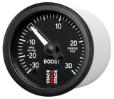 Autometer 52mm Stack Instruments -30INHG to +30PSI Mechanical Boost Gauge - Black ST3112