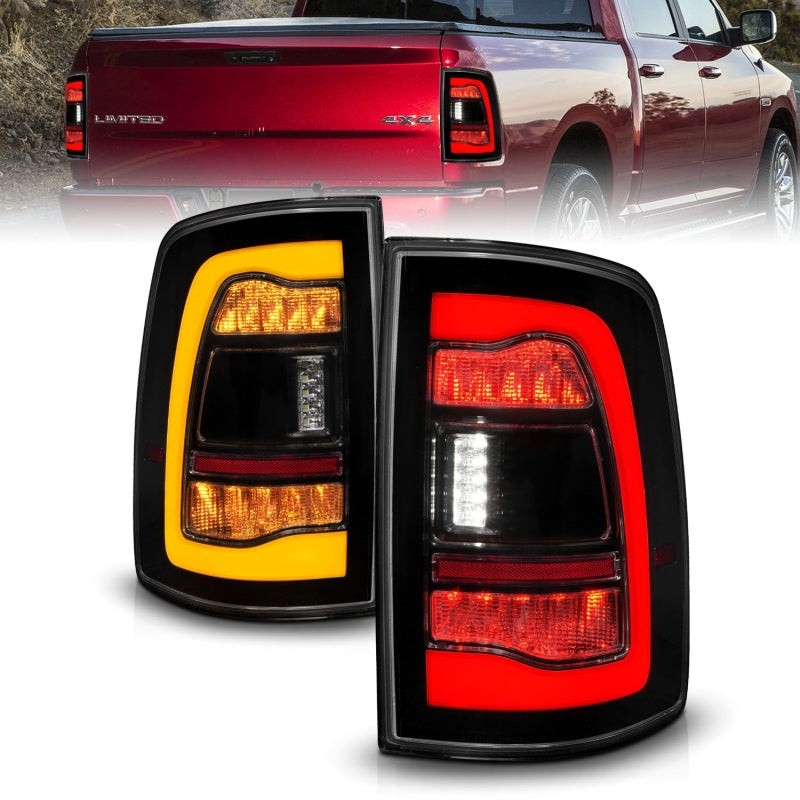 ANZO 09-18 Dodge Ram 1500 Sequential LED Taillights Smoke Black w/Switchback Amber Signal 311472