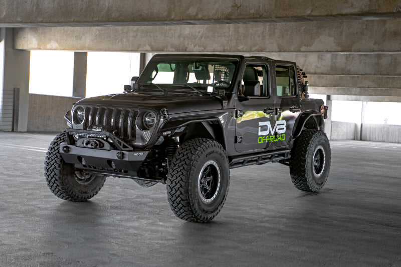 DV8 Offroad 07-23 Jeep Wrangler/Gladiator JT/JK/JL FS-25 Stubby Front Bumper w/Plated Bull Bar FBJL-06