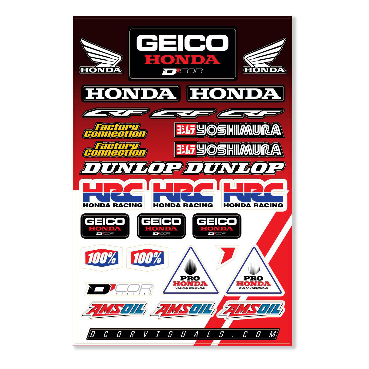 D-COR Geico Honda Hrc Decal Sheet Geico Honda Hrc Decal 12mil 40-10-115