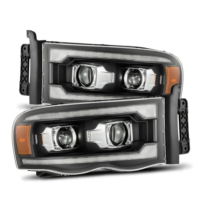 AlphaRex 02-05 Dodge Ram 1500 LUXX LED Proj Headlights Plank Style Black w/Activ Light/Seq Signal 880567