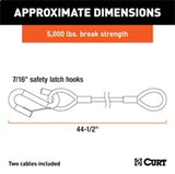 RockJock Curt Towing Safety Cable Kit 44 1/2in Long w/ 2 Snap Hooks 5000lbs 2-Pack