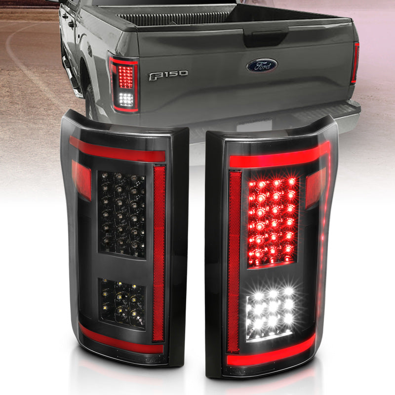 ANZO 15-17 Ford F-150 LED Taillights Black w/ Sequential 311293