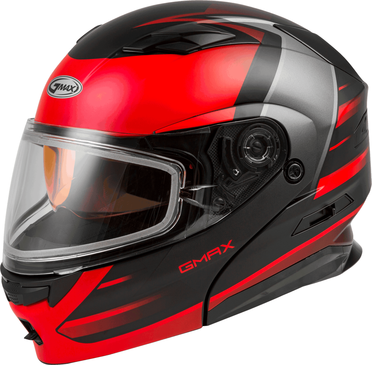 GMAX Md-01s Modular Snow Helmet Descendant Matte Black/Red 3x M2013329-ECE