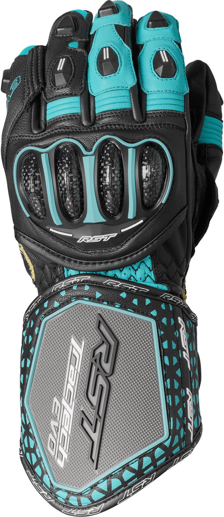 RST Womens Tractech Evo 4 Ce Glove Black/Aqua/Grey Leather Lg 103495BLU-08