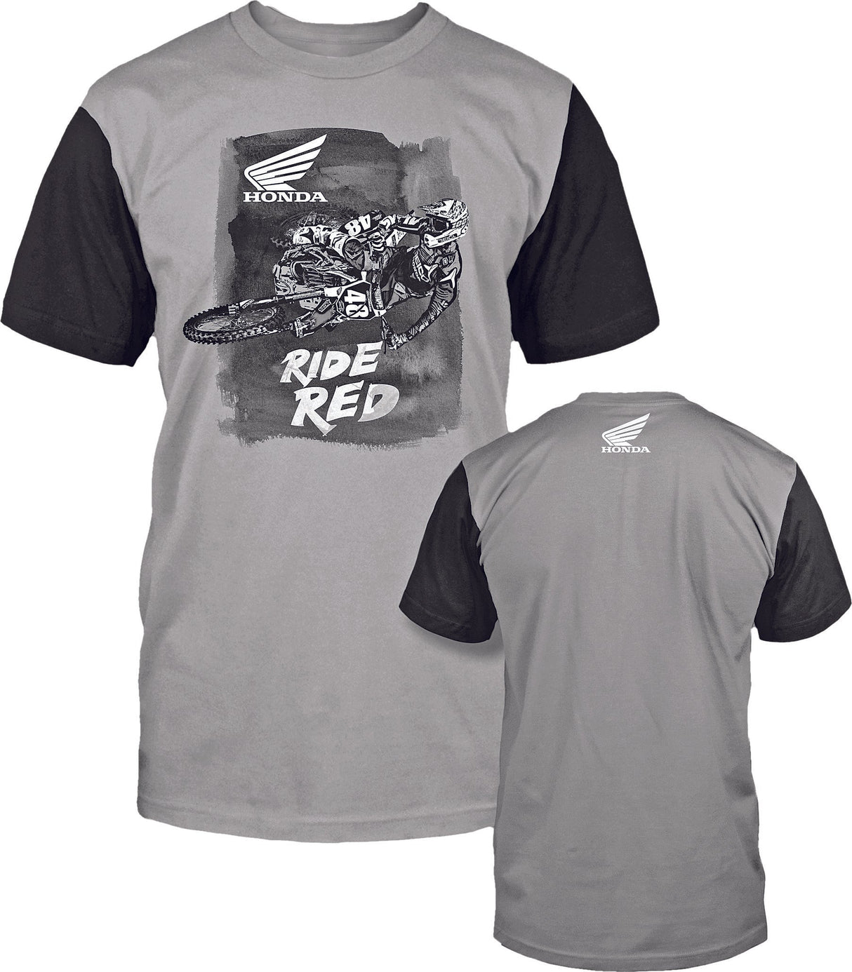 D-COR Let's Moto Honda T-Shirt Grey/Black Md 80-109-2