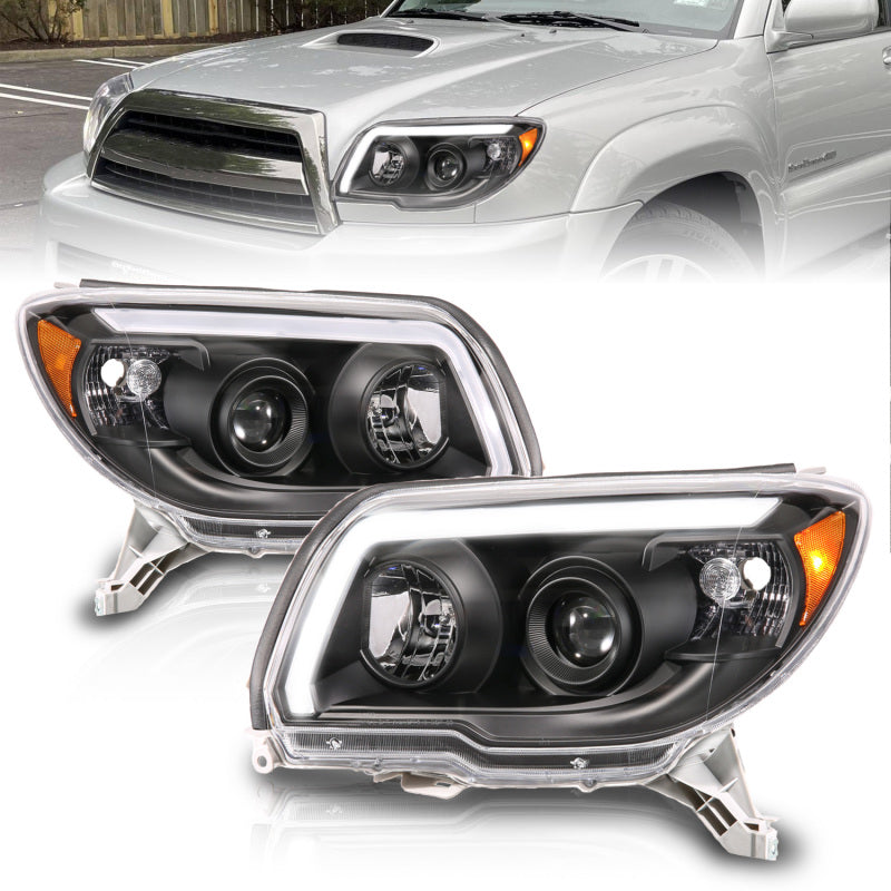 ANZO 06-09 Toyota 4 Runner Projector Headlights Plank Style - Black 111616