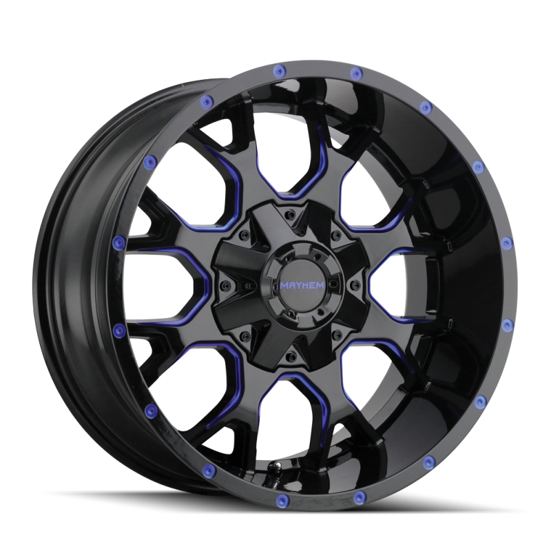 Mayhem 8015 Warrior 20x9 / 8x165.1 BP / 18mm Offset / 130.8mm Hub Black w/ Prism Blue Wheel