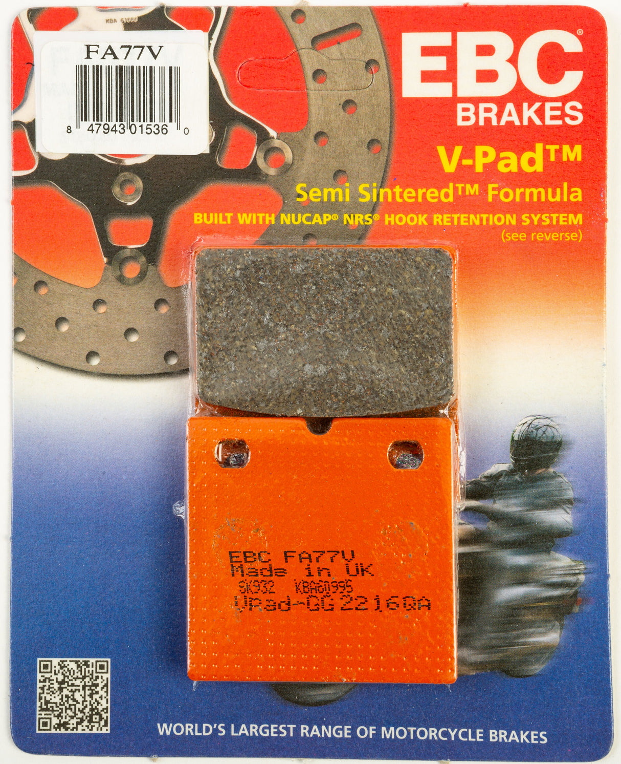 EBC Brake Pads Fa77v Semi-Sintered V Series FA77V