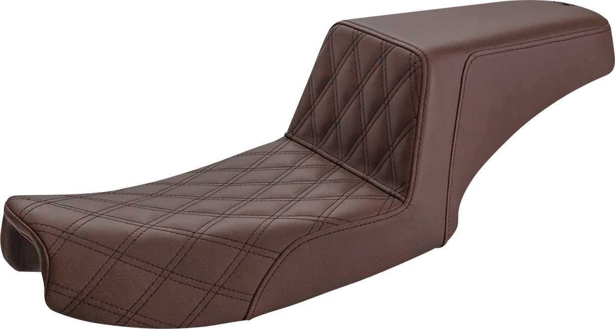 SADDLEMEN Step-Up Seat - Front Lattice Stitch - Brown - Dyna 891-04-172BR