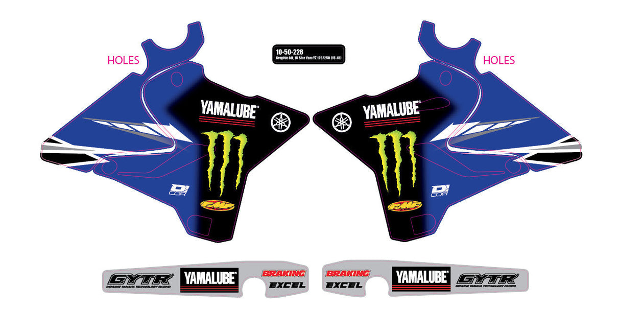 D-COR 2018 Star Yamaha Yz 125/250 '15-18 Graphic Kit 10-50-228